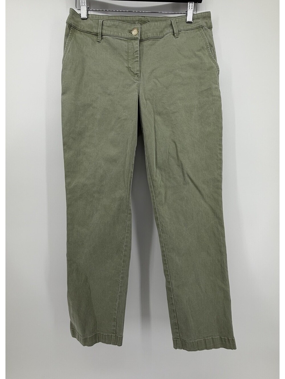 Tommy Bahama Women’s Green Twill Chino Pants 8 Stretch Straight Flat Front